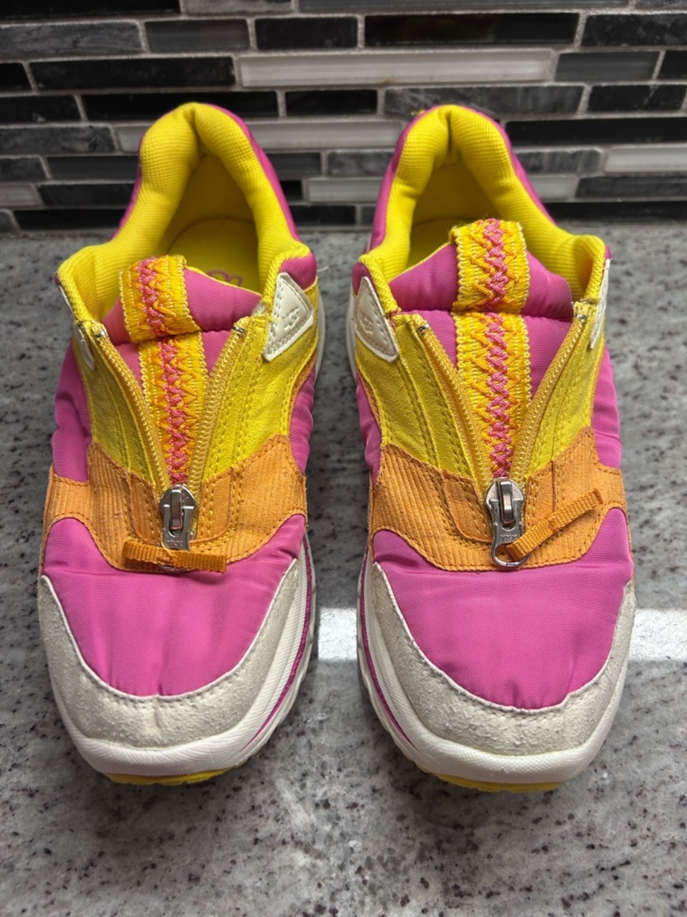 UGG Women's Zip Mesh Pink, Yellow & Orange Colorblock Sneakers size 8 - Picture 5 of 10